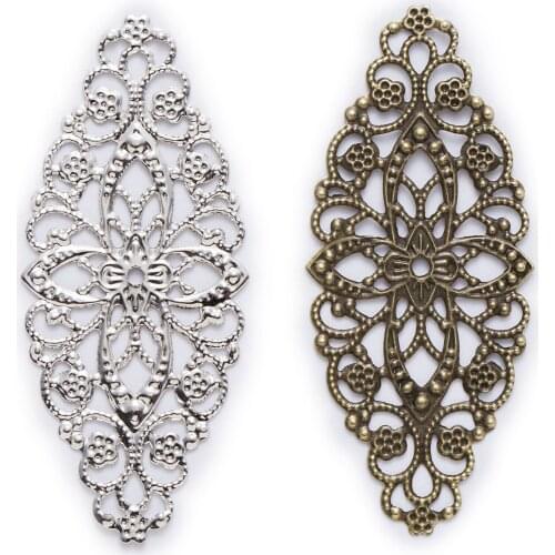 10 Piece 2 Color Hollow Filigree Water Droplets Shaped Connnector Embellishments Findings Jewelry Making DIY 60x26mm