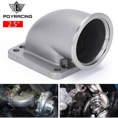 PQY - 2.5" Vband 90 Degree Cast Turbo Elbow Adapter Flange 304 Stainless Steel For T3 T4 Turbocharger PQY-TEA25