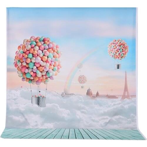 Andoer 1.5*2m Photography Background Ballons Rainbow Blue Sky Pattern Photo Studio Backdrop for Children Kids Portrait Shooting