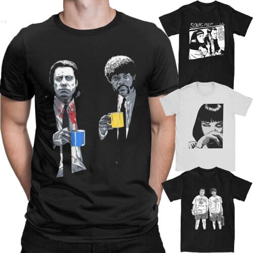 Cool Pulp Fiction John Travolta T-Shirt Men O Neck Cotton T Shirts Quentin Short Sleeve Tees Summer Tops