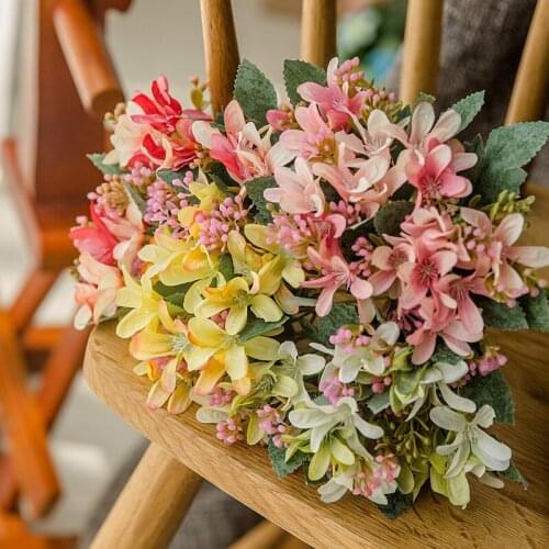 Artificial Flower Orchid Bouquet Silk Butterfly Orchid Fake Flowers DIY Wreath Gift Home Wedding Desktop Decoration Floral