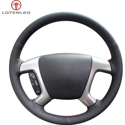 LQTENLEO Black Artificial Leather Car Steering Wheel Cover For Chevrolet Captiva 2007-2018 Silverado Daewoo Winstorm GMC Sierra