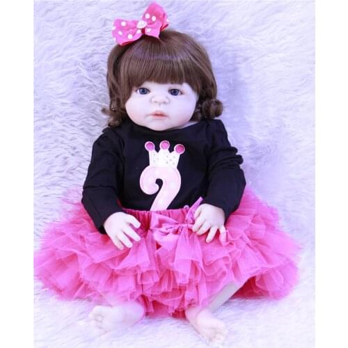 DollMai Reborn full silicone dolls 23" bebes reborn menina bonecas curly hair princess girl toys dolls alive born bonecas reborn