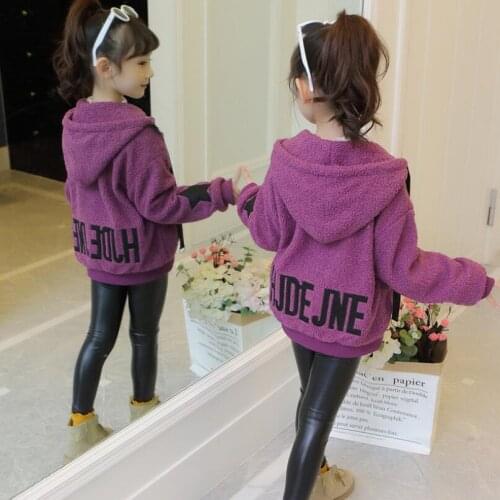 Children jackets 1-11T kids winter cotton velvet lining coat jacket teenage sport hoodies soft clothes baby girls outfit tops