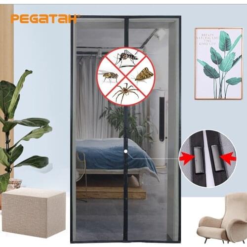 Magnetic screen door curtain mosquito net flying insects cockroach gauze automatic closing customized size easy to install