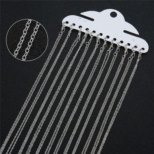 12pcs 1.5mm Metal Necklace Chains Bulk With Lobster Clasps Copper Gold Silver Open Link Chain For Diy Jewelry Making Length 40cm