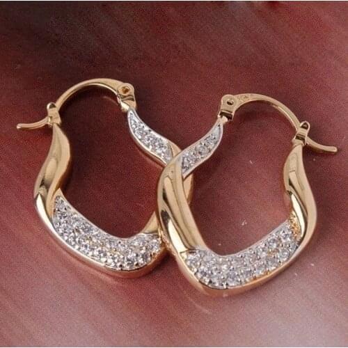 Fashion Exquisite Gold Plated Earrings Geometric U-shaped Zircon Earrings Elegant Womens Banquet Jewelry Accessories