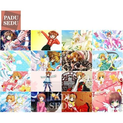 Cartoon Poster Card Captor Sakura Full Drill 5d Diy Diamond Painting Anime Girl 3d Daimond Embroidery Square Mosaic Cross Stitch