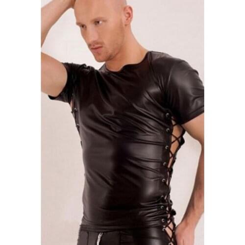 Mens Sexy Leather Bandage Top Vest Underwear Plus Size Lingerie Black Sexy Lingerie Costume Men 2020