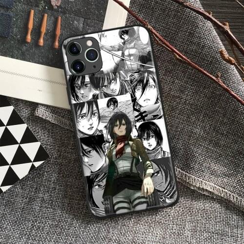 Mikasa Ackerman Attack on Titan Anime Soft Silicon Glass Phone Case for IPhone SE 6s 7 8 Plus X Xr Xs 11 12 Mini Pro Max Samsung
