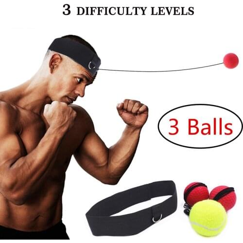 Boxing Reflex Ball Set 3 Difficulty Level Ball Adjustable Headband Punching Speed Reaction Agility Gym Boxing Muay Thai Exercise