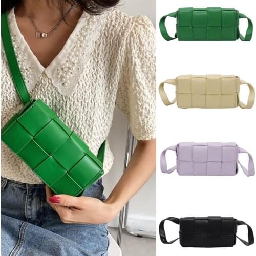 New Weave Pillow Bag Womens Single Shoulder Pocket Ladys Chest Bag 2021 Luxury Brand Square Crossbody Bags Personality Girls
