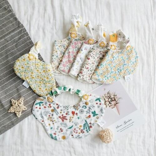 New Cotton Newborn Saliva Towel Bibs Spring/summer Thin Fresh Cute Baby Bib Flowers Print Cartoon Unisex Baby Stuff Accessories