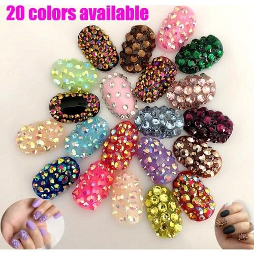 24 Pcs of Wholesale Womens Matte False Nails Pressing Crystal Water Drill Short Round Head Fake Nails For Daily Office Use
