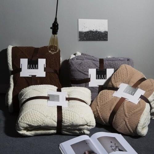 Autumn and winter Nordic style thick double-layer lamb velvet blanket, twist knitted knee blanket, thread blanket, blanket
