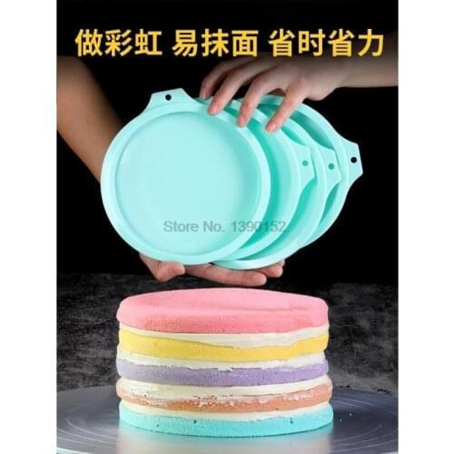 20set 2/4pcs 6/8 Inch Non-stick Silicone Round Rainbow Cake Mold Baking Pan Set Cake Fondant Decoration Tools