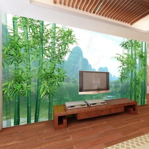 Custom Photo Wallpaper 3D Stereo Bamboo Forest Lake Landscape Mural Living Room Study Classic Home Decor Papel De Parede Fresco