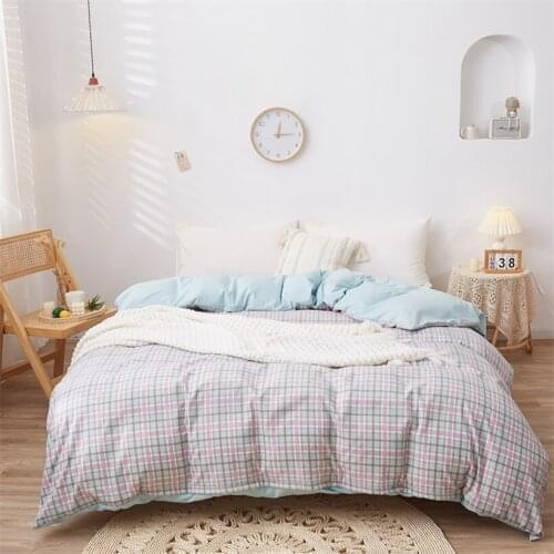 Bedding Washed Cotton Duvet Cover Fashion Grid Plaid Quilt Cover 220x240 Single Double Queen King Size Comforter Blanket Cover