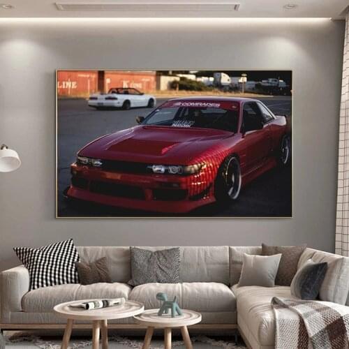 Classic Sports Car Poster Old Car Nissan Skyline GTR R32 and Printed Canvas Painting Wall Art Room Living Room Home Decoration