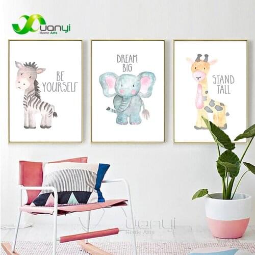 Baby Room Posters Babykamer Animal Painting Wall Art Elephant Wall Picture For Baby Room Decoration Poster And Prints Unframed