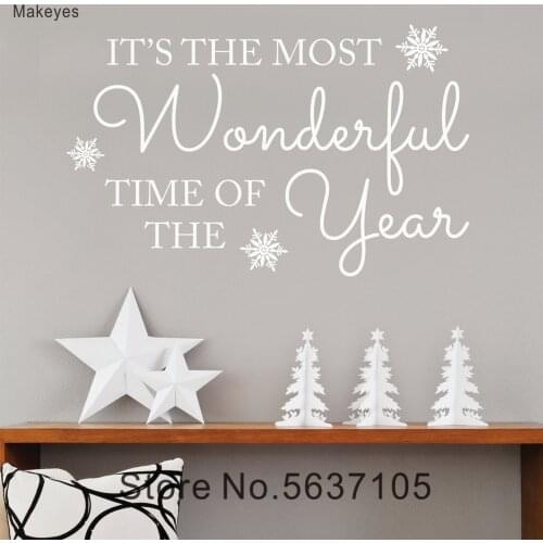 Makeyes Christmas Wall Decals Home Rooms Festival Wall Stickers Merry Christmas Quotes Most Wonderful Time Wall Sticker Q118