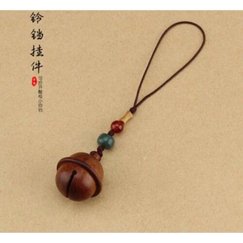 Sandalwood Bell handmade personality creative ebony car key chain pendant men and women mobile phone chain bag hanging jewelry