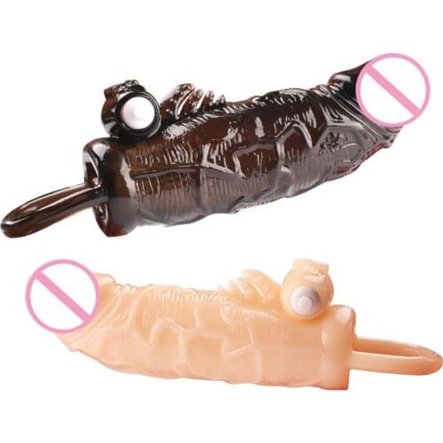 Silicone Male Vibrating Penis Enlargement Sleeve Penis Rings Chastity Cage Penis Expander Condoms Penis Cock Ring Adult Sex Toys