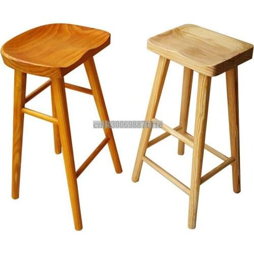 Nordic Bar Chair Modern Simple Bar Chair Solid Wood Household Bar Stool Creative Bar Chair Bar Stool Fashion High Stool
