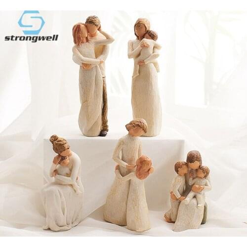 Strongwell Nordic Resin Decoration Family Of Three Abstract Figure Sculpture Minaiture Model Home Decoration Ornament Artware