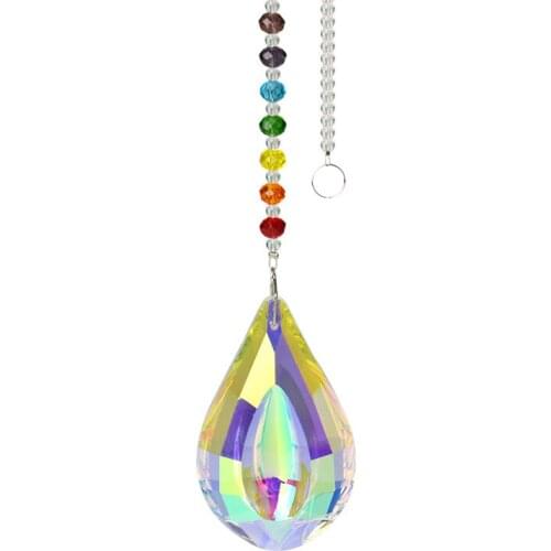 Camal 1pcs 34.5cm Hanging Colorful AB Color 76mm Crystal Prisms Suncatcher Light String Pendant Home Garden Ornament Window Part