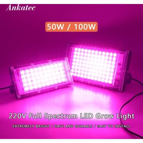 LED Grow Light AC220V 50W 100W LED Full Spectrum Phyto Lamp Greenhouse Hydroponic Plant Growth Lighting