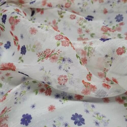 Thin Glossy Chiffon Fabric Summer Shiny Crepe Digital Printed Light Flowing Cosplay Dress Scarf Ribbon Material