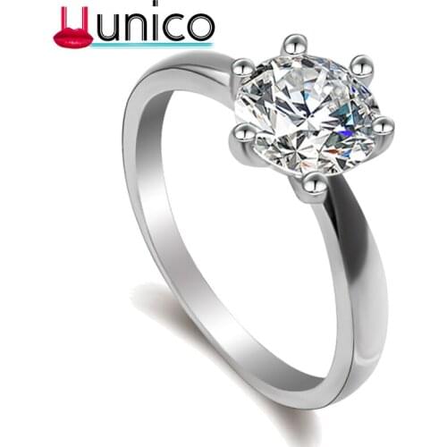 UUNICO 2018 Fashion Round Shape Rings Jewelry Cubic Zirconia S925 Sterling Silver Rings Wedding Women Men jewelry w716