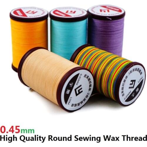 High Quality Round Sewing Wax Thread for Leather Craft Bracelet Weave Polyester Strength Thread, Diameter 0.45 mm 120 Meters