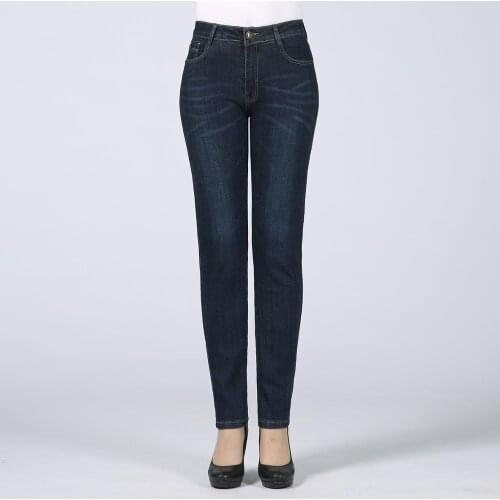 Women Casual Pencil Jean Pants Dark Blue Slim Fit Jean Skinny Female High Waist Elastic Denim Fabric Trousers Woman Bottoms