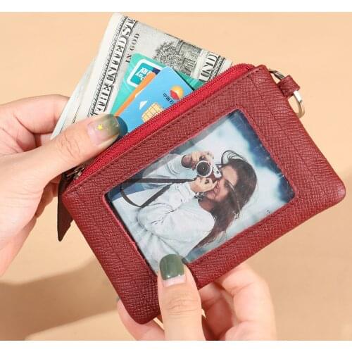 Women Genuine Leather Card Case zipper Wallet Men Slim Coin Purse Women Wallets Card Holders Brand Designer Purse ID Card Set