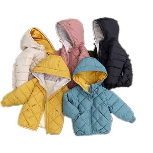 2020 Winter Solid Wadded Jacket New Children Heavy Hoodie Zipper Jacket Boys And Girls Clothes