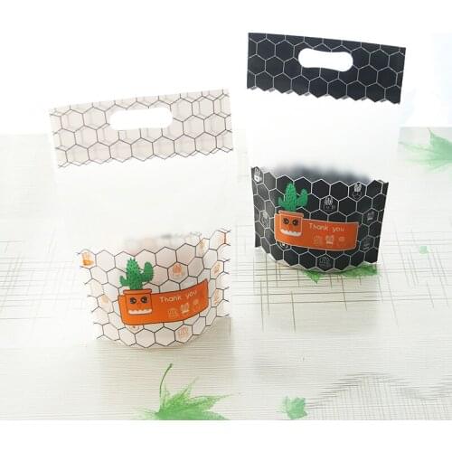 10PCS Creative Cactus Black And white Candy Cookie Self-Styled Nougat Plastic Packaging Bag Zipper Bag Wedding Party Gift Bags