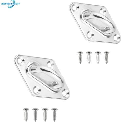2PCS Boat Accessories 304 Stainless Steel Diamond Shaped Pad Eye Plates Staple Ring Hook Shade Sail Tie Down Rigging Hardware