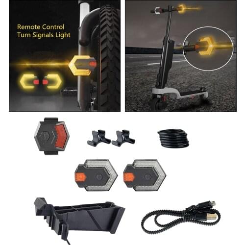 2x Bike Turn Signal Front and Rear Lights Warning Light with Remote Control,Easy Installation Rechargeable Bike Tail Light
