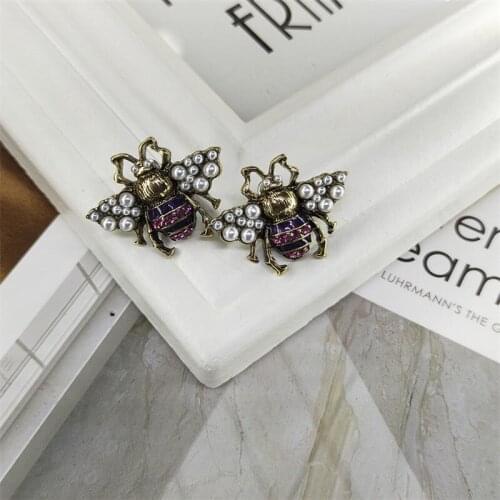 2020 Aros Brincos Para As Mulheres Ofing World ã After Europe And The Jewelry Do Old Bronze Pearl Rhubarb Bees 925 Earrings