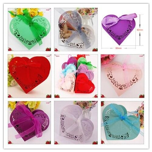 50Pcs/set Love Heart Laser Cut Hollow Favors Gifts Candy Boxes With Shower Wedding Party Supplies Gift Candy Boxes5z SH152