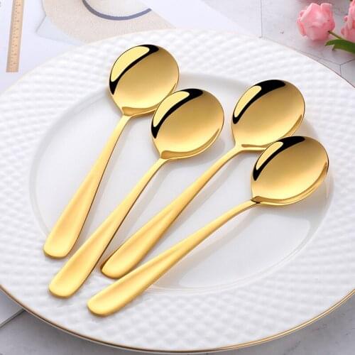 6pcs/set Mini Soup Spoon Stainless Steel Spoon Sugar Dessert ladle metal Ice Cream Tea Coffee spoons flatware Dinnerware tools