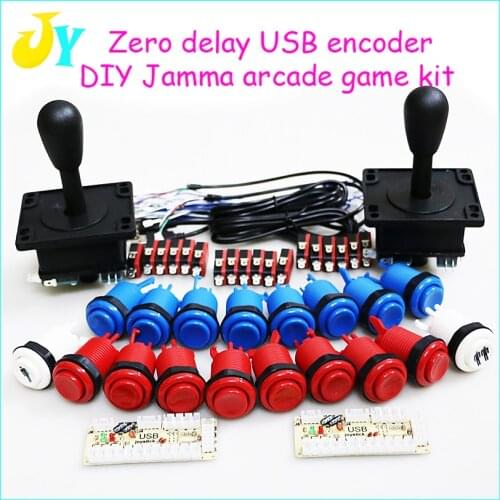 Zero Delay Arcade Cabinet DIY Kit USB Encoder To PC American style Joystick 28MM Push Buttons 1 & 2 Player Start Button