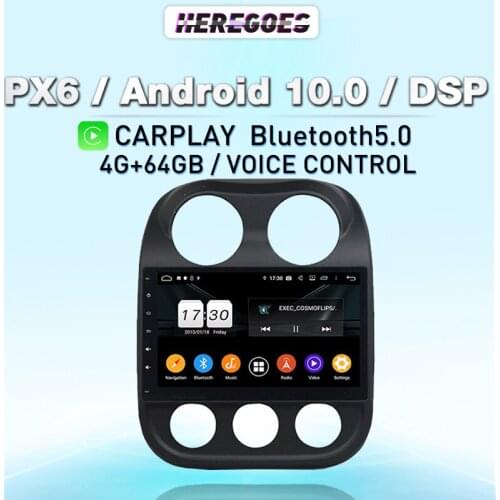 Carplay PX6 10.1" IPS Android 10.0 4G+64G Car Radio Multimedia Video Player GPS Navigation autoradio For Jeep Compass 2010-2016