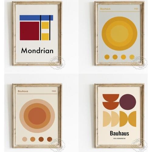 Bauhaus Style Design Exhibition Poster, Colour Half Circle Geometry Shapes Wall Picture, Round Color Gamut Art Prints Home Decor