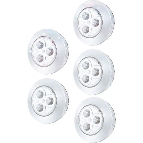 5 Pack LED Battery-Powered Wireless Night Tap Press Lamp Stick-On Push Safe Lights for Hallway Kitchen Bedroom Bathroom Closets