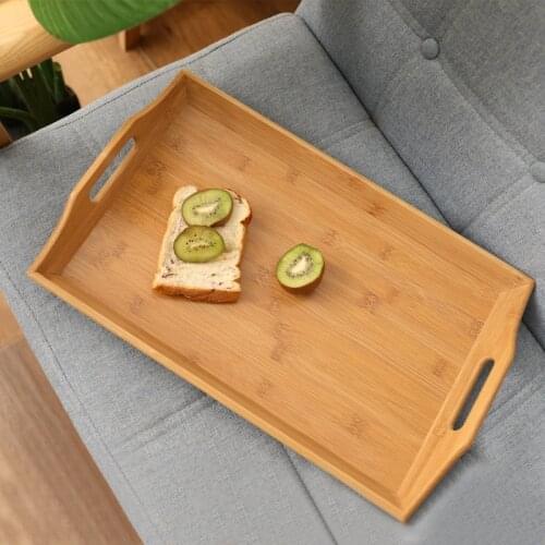 Large multifunctional bamboo storage and finishing tray creative solid wood living room tableware tea tray