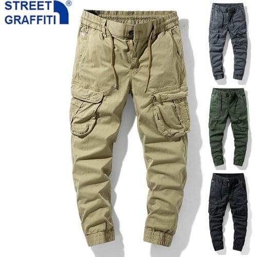 New Men Tactical Cargo Pants Mens Cotton Multiple Pocket Joggers Hip Hop pants Men street fashion Tie feet Breathable Trousers