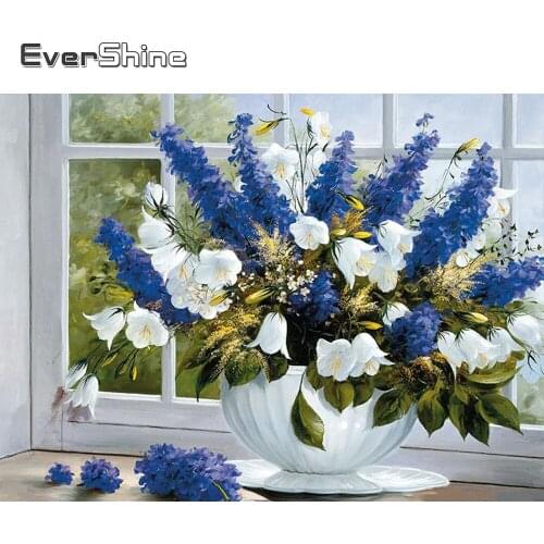 EverShine Diamond Painting Flowers 5D Full Square Diamond Embroidery Lilac Picture Of Rhinestones Handwork Wall Art Gift